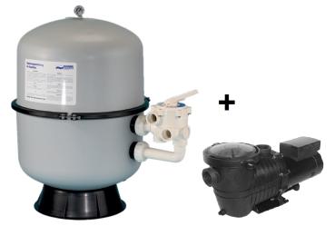 Filter Schwimm technologie, durch. 500 mm, mit Seitenventil 1 1/2" + Tebas pumpe 10 m³/h, 230V, 0,8kW